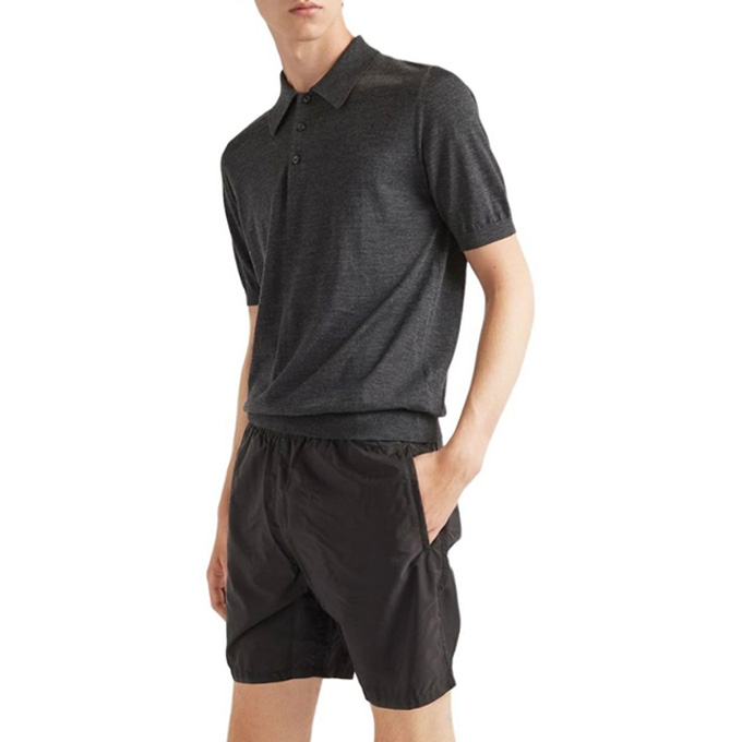 prada triangle logo back pocket lightweight recycled nylon shorts